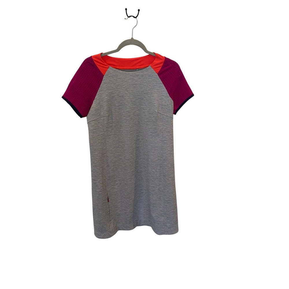 Title Nine Women Gray Magenta Colorblock Active Dress Short Sleeve NWOT Size M